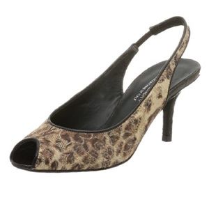 Donald J. Pliner Traci Leopard Animal Print Y2K Preppy Work Vintage Kitten Heels